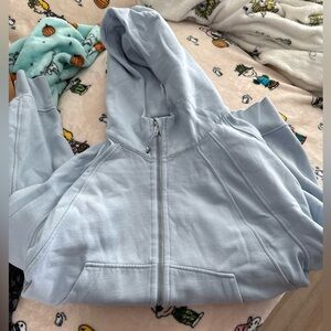 Lululemon Blue Linen Oversized Full-Zip Scuba Hoodie